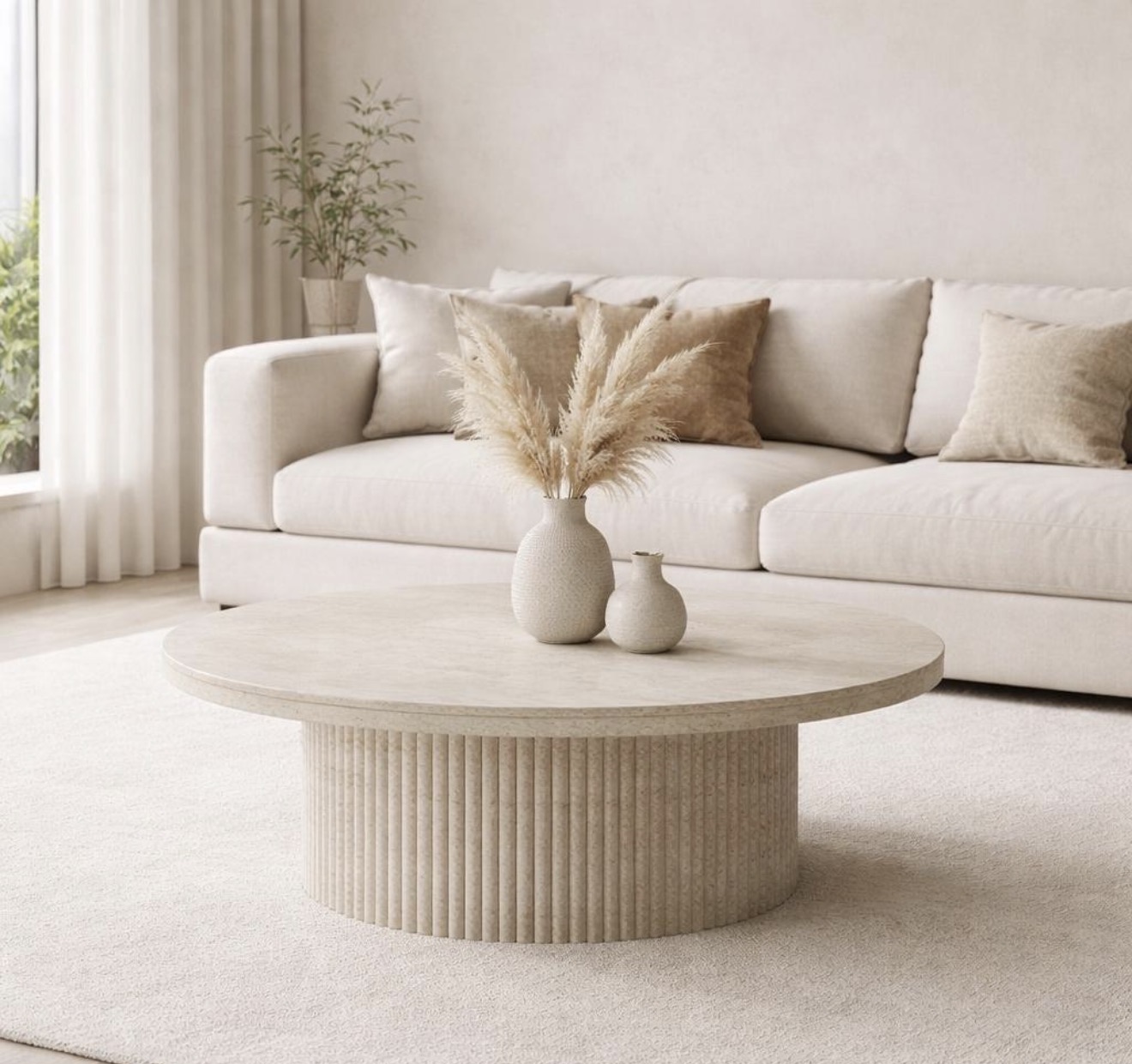 طاولة Travertine دائرية